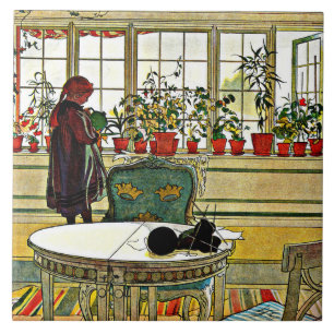 Carl Larsson - Blume auf einem Windows Fliese