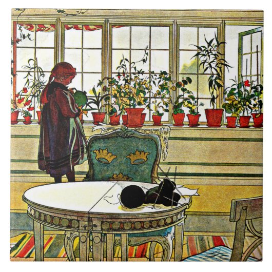 Carl Larsson - Blume auf einem Windows Fliese (Vorderseite)