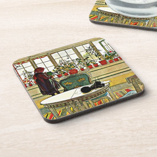 Carl Larsson - Blume auf einem Windows Getränkeuntersetzer (Linke Seite)