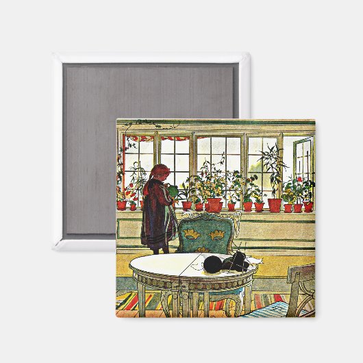 Carl Larsson - Blume auf einem Windows Magnet (Vorderseite/Rückseite)