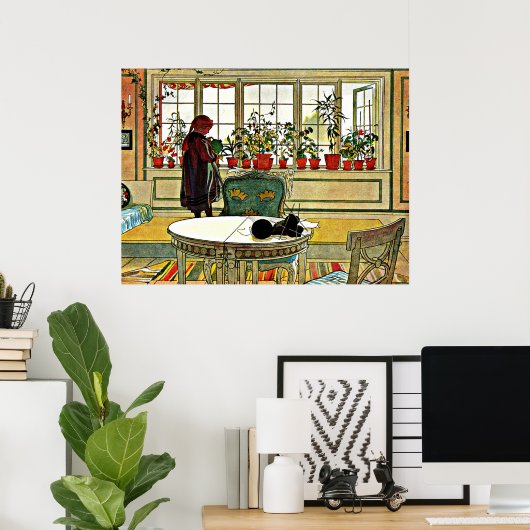 Carl Larsson - Blume auf einem Windows Poster (Heimbüro)