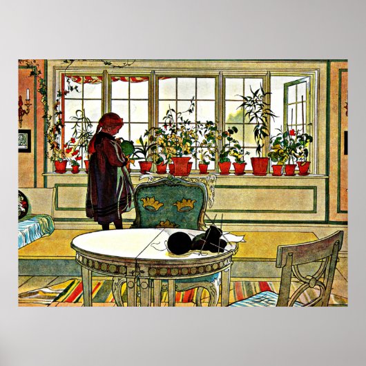 Carl Larsson - Blume auf einem Windows Poster (Vorne)