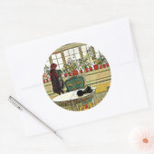 Carl Larsson - Blume auf einem Windows Runder Aufkleber (Umschlag)