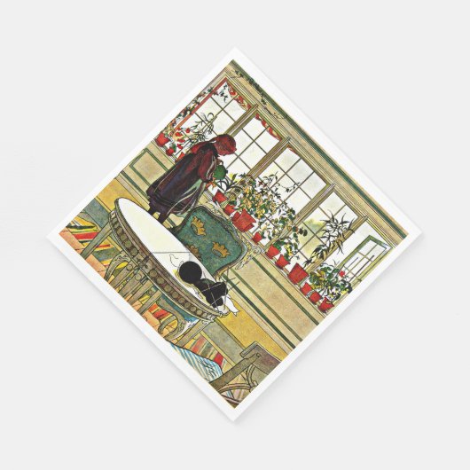 Carl Larsson - Blume auf einem Windows Serviette (Ecke)