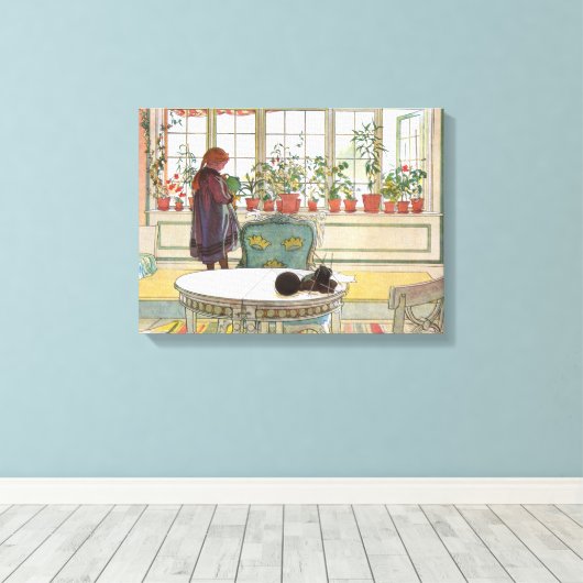 Carl Larsson - Blume über das Windows Leinwanddruck (Insitu (Holzboden))