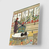 Carl Larsson - Blume über das Windows Quadratische Wanduhr (Winkel)