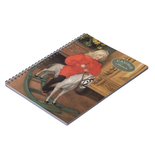 Carl Larsson Boy auf Rockpferd CC1060 Notizblock (Linke Seite)