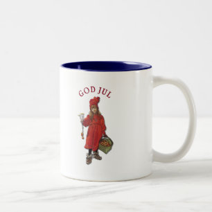 Carl Larsson Brita als Iduna sagt Gott Jul Zweifarbige Tasse