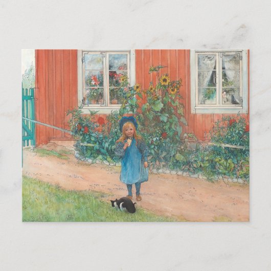 Carl Larsson - Brita mit Katze Postkarte (Vorderseite)