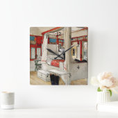 Carl Larsson - Daddy's Room Quadratische Wanduhr (Zuhause)