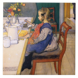 Carl Larsson Das elende Frühstück eines Langschläf Fliese