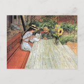 Carl Larsson - Die erste Lektion Postkarte (Vorderseite)