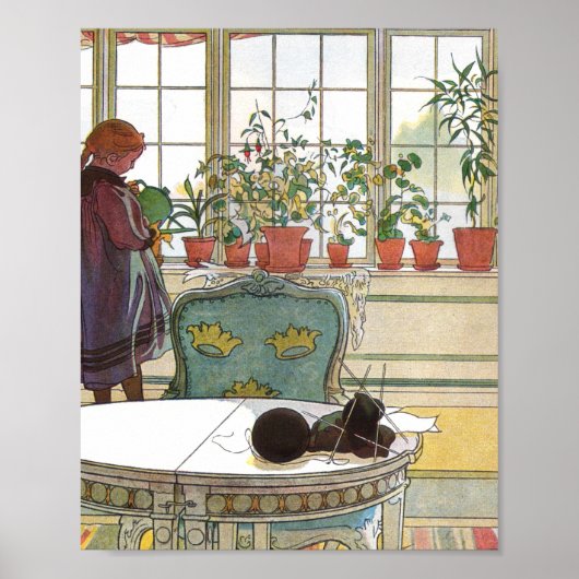 Carl Larsson - Flowers On The Windowsill Poster (Vorne)