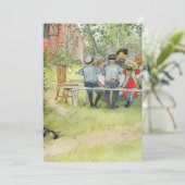 Carl Larsson Frühstück unter der großen Birke Einladung (Stehend Vorderseite)