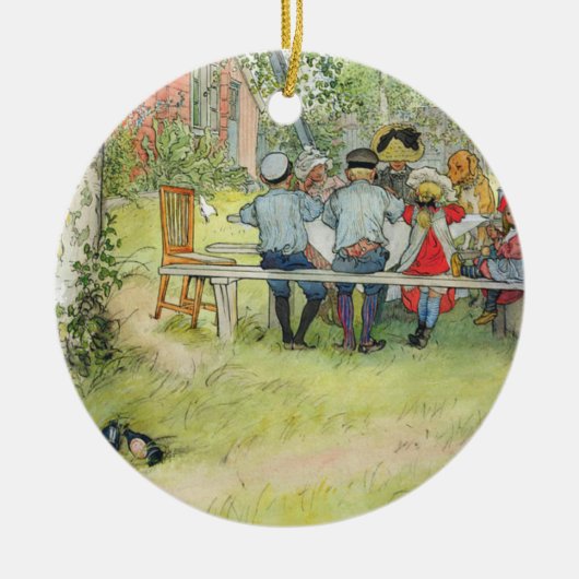 Carl Larsson Frühstück unter der großen Birke Keramik Ornament (Vorne)