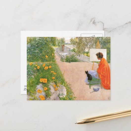 Carl Larsson Gemälde, Brücke Postkarte (Vorderseite/Rückseite Beispiel)