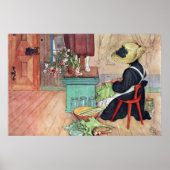 Carl Larsson Karin Peeling Rhubarb Fine Art Poster (Vorne)