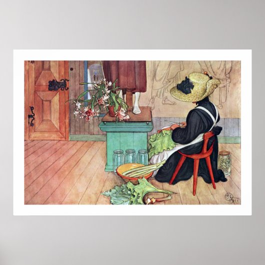 Carl Larsson Karin Peeling Rhubarb Fine Art Print Poster (Vorne)