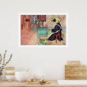 Carl Larsson Karin Peeling Rhubarb Fine Art Print Poster (Küche)