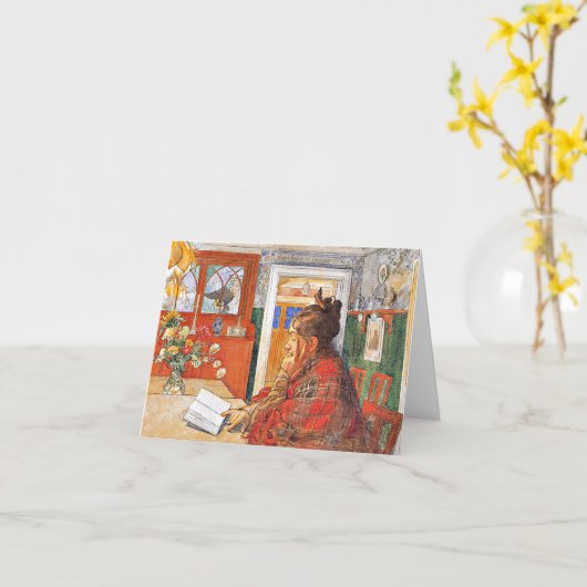 Carl Larsson - Karin Reading Karte (Gelbe Blume)