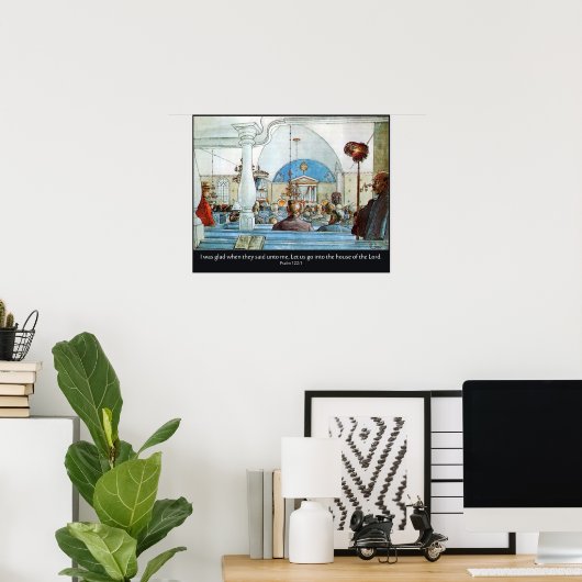 Carl Larsson Kirche mit Psalm 122 I War Glad Poster (Heimbüro)
