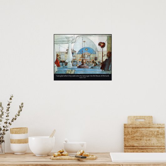 Carl Larsson Kirche mit Psalm 122 I War Glad Poster (Küche)