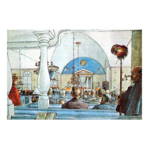 Carl Larsson Kunstwerk, In der Kirche, Fotodruck