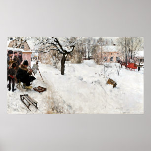 Carl Larsson Open-Air-Malerin. Winter-Motif Poster