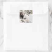 Carl Larsson Open-Air-Malerin. Winter-Motif Quadratischer Aufkleber (Tasche)