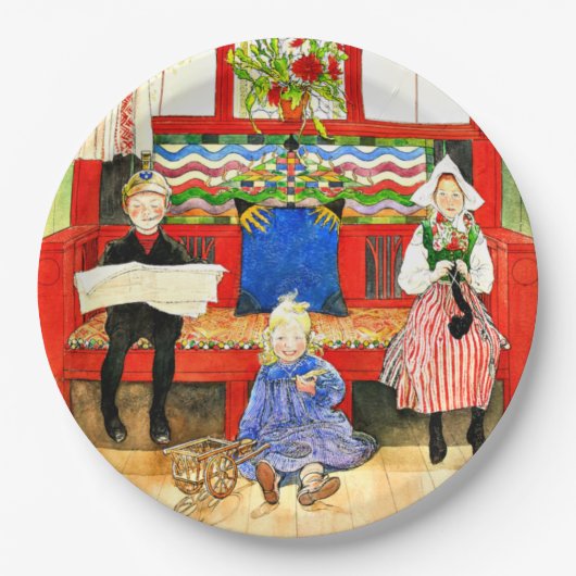 Carl Larsson - Papa, Mama, Child, Fine Art Pappteller (Vorderseite)