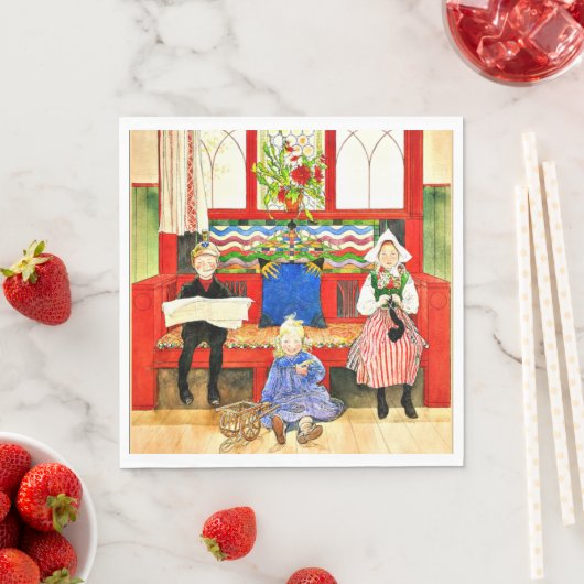 Carl Larsson - Papa, Mama, Child, Fine Art Serviette (Beispiel)