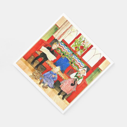 Carl Larsson - Papa, Mama, Child, Fine Art Serviette (Ecke)