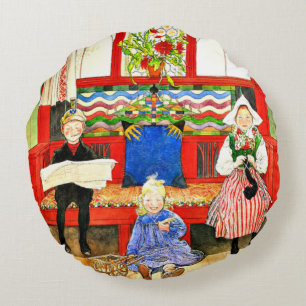 Carl Larsson - Papa, Mama, Kind, Kunst Rundes Kissen