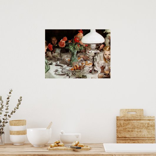 Carl Larsson - Rund um die Lampe Poster (Küche)