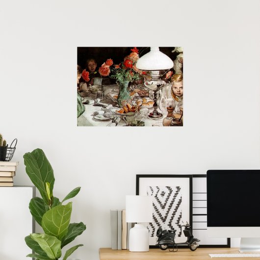 Carl Larsson - Rund um die Lampe Poster (Heimbüro)