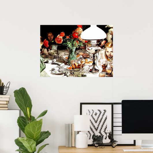 Carl Larsson - Rund um die Lampe Poster (Heimbüro)