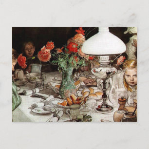 Carl Larsson - Rund um die Lampe Postkarte