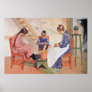 Carl Larsson schälten sie Erbsen-Aquarell-Plakat Poster