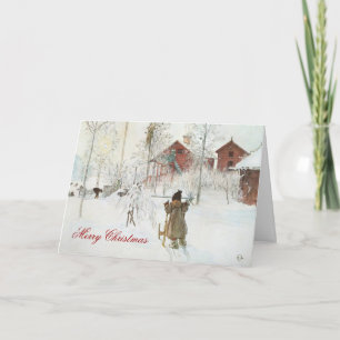 Carl Larsson skandinavischen Winter Zuhause Weihna Feiertagskarte
