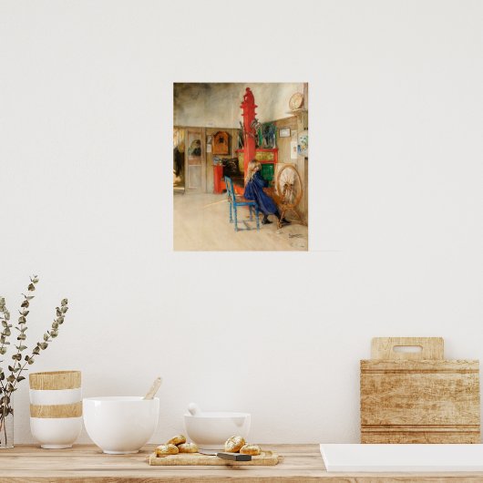 Carl Larsson: Spinnrad Poster (Küche)