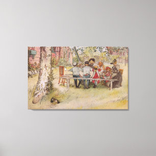 Carl Larsson Vintages Frühstück unter der großen B Leinwanddruck