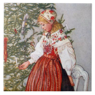 Carl Larsson-Weihnachtsbaum-Kunst-Fliese Trivet Fliese