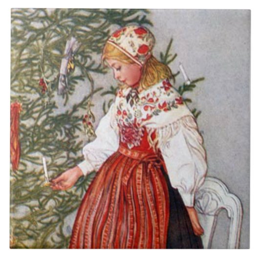 Carl Larsson-Weihnachtsbaum-Kunst-Fliese Trivet Fliese (Vorderseite)