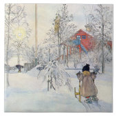 Carl Larsson-Winter-Schnee-Szenen-Kunst Fliese (Vorderseite)
