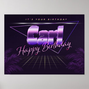 Carl Name Vorname lila retro Poster Geburtstag