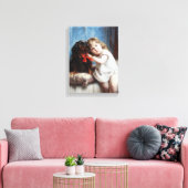 Carl Reichert A girl mit Cavalier King Charles Leinwanddruck (Insitu (Wohnzimmer))