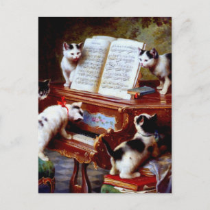 Carl Reichert Kätzchen spielen Klavier Postkarte