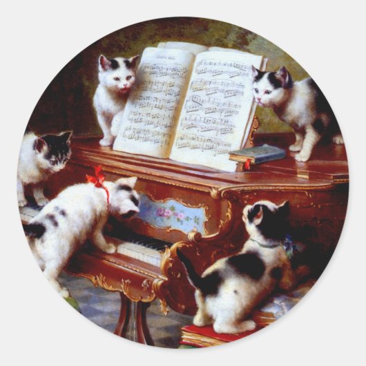 Carl Reichert Kittens Piano Runder Aufkleber (Vorderseite)