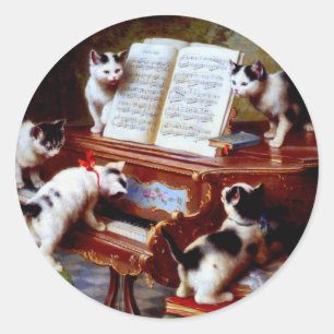 Carl Reichert Kittens Piano Runder Aufkleber