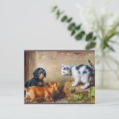 Carl Reichert Painting Brave Kitten Postcross Postkarte (Stehend Vorderseite)